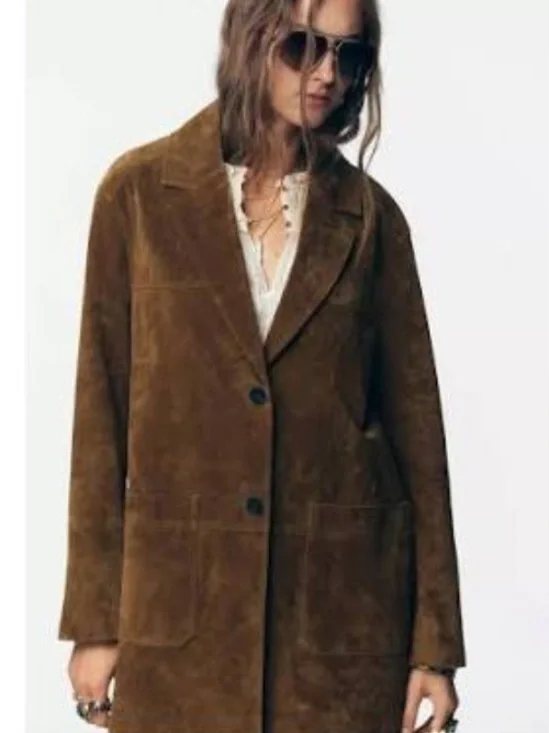 Zara NWT 100% leather long jacket 3046/255 - Picture 2 of 15